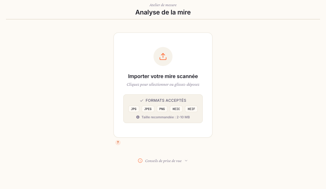Dialog d'import d'image affichant une photo HEIC iPhone correctement reconnue avec aperçu